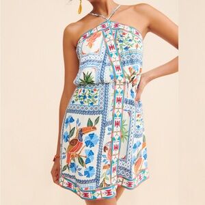 Tropical Tiles Embroidered Dress, Farm Rio (NWT)